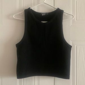 Black Ribbed Stradivarius Crop Top